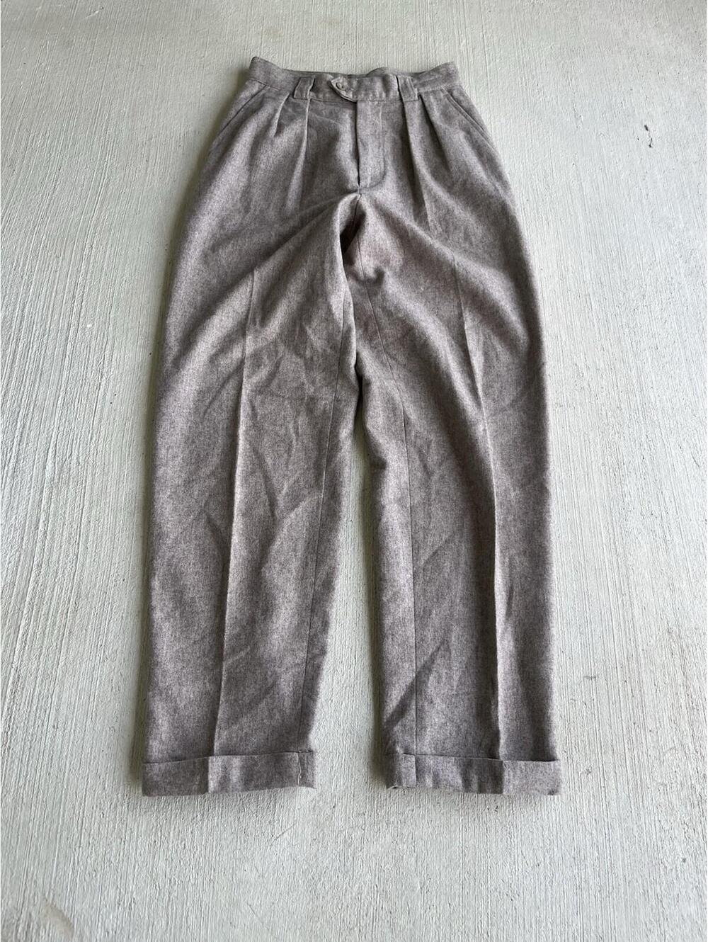 VTG Benetton Pleated Wool Pants Brown Made in Italy⁠ 26x31